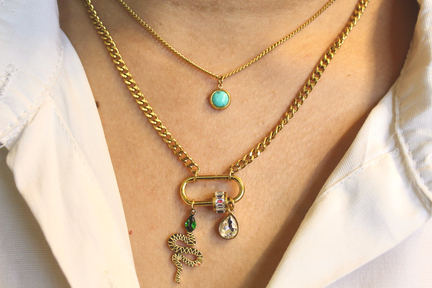 Golden S Charm Layered Necklace