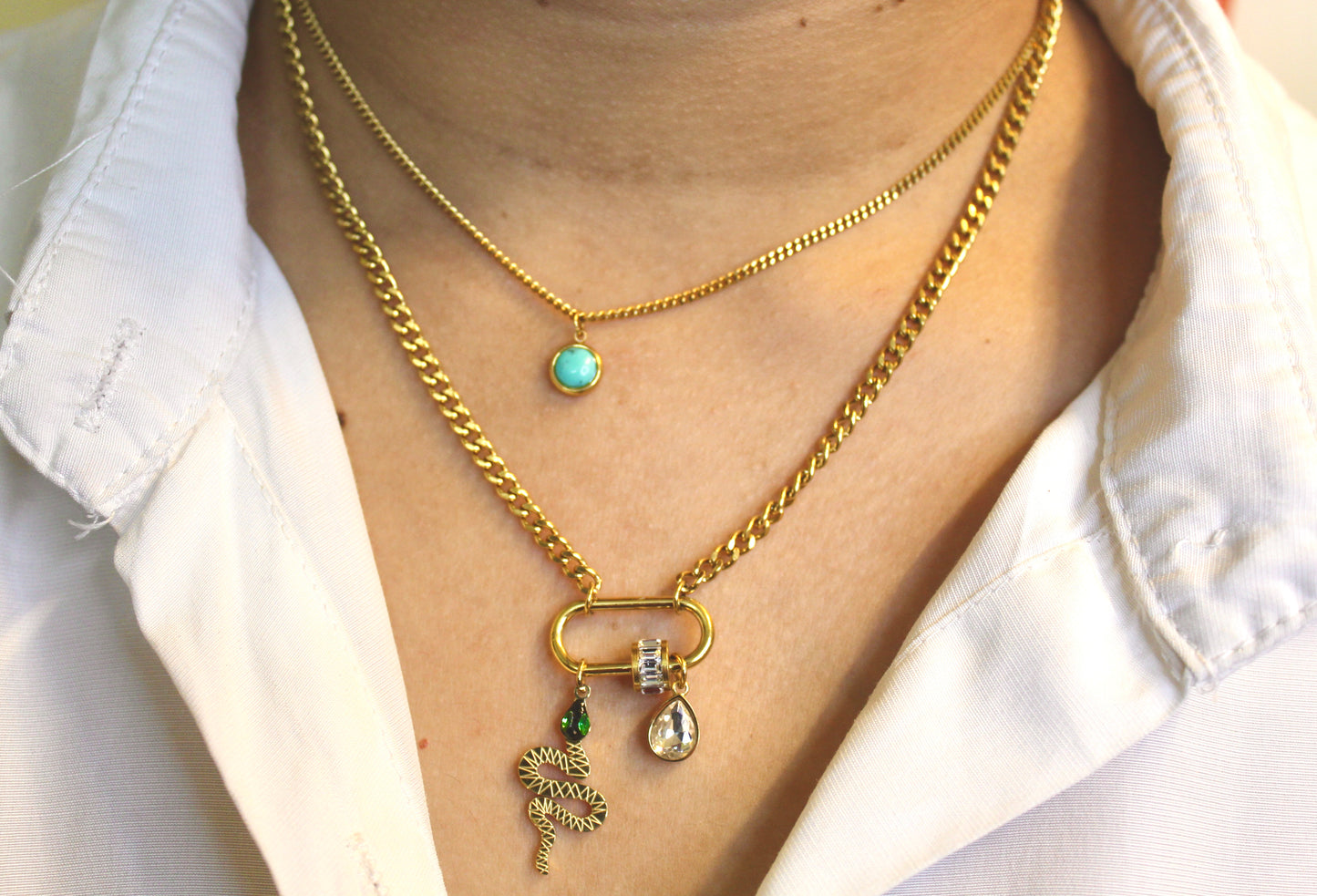 Golden S Charm Layered Necklace