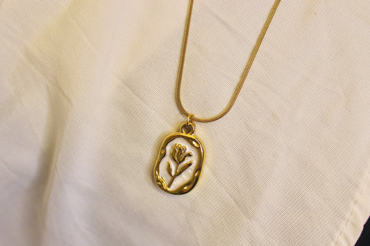 Golden Floral Emblem Necklace