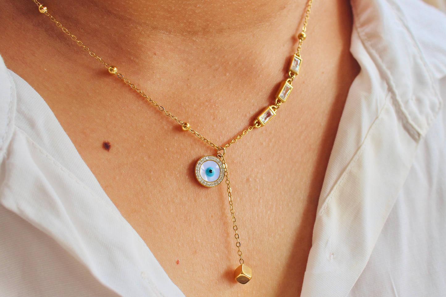 Evil Eye Pendant Drop Necklace