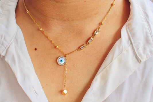 Evil Eye Pendant Drop Necklace
