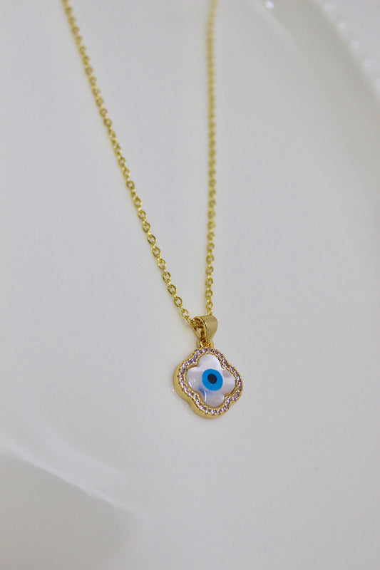 Evil Eye Clover Pendant Necklace