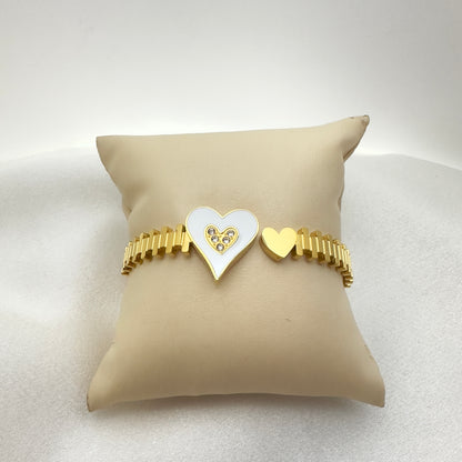 Amour White Heart Gold Cuff