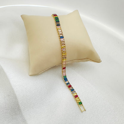 Rainbow Baguette Tennis Bracelet