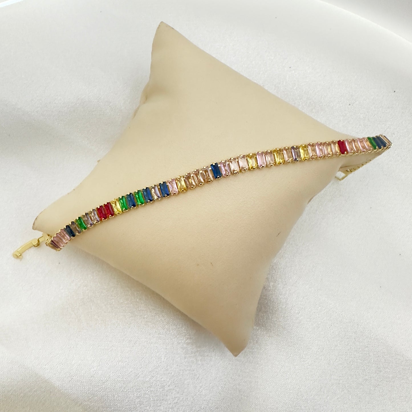 Rainbow Baguette Tennis Bracelet