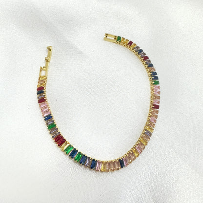Rainbow Baguette Tennis Bracelet