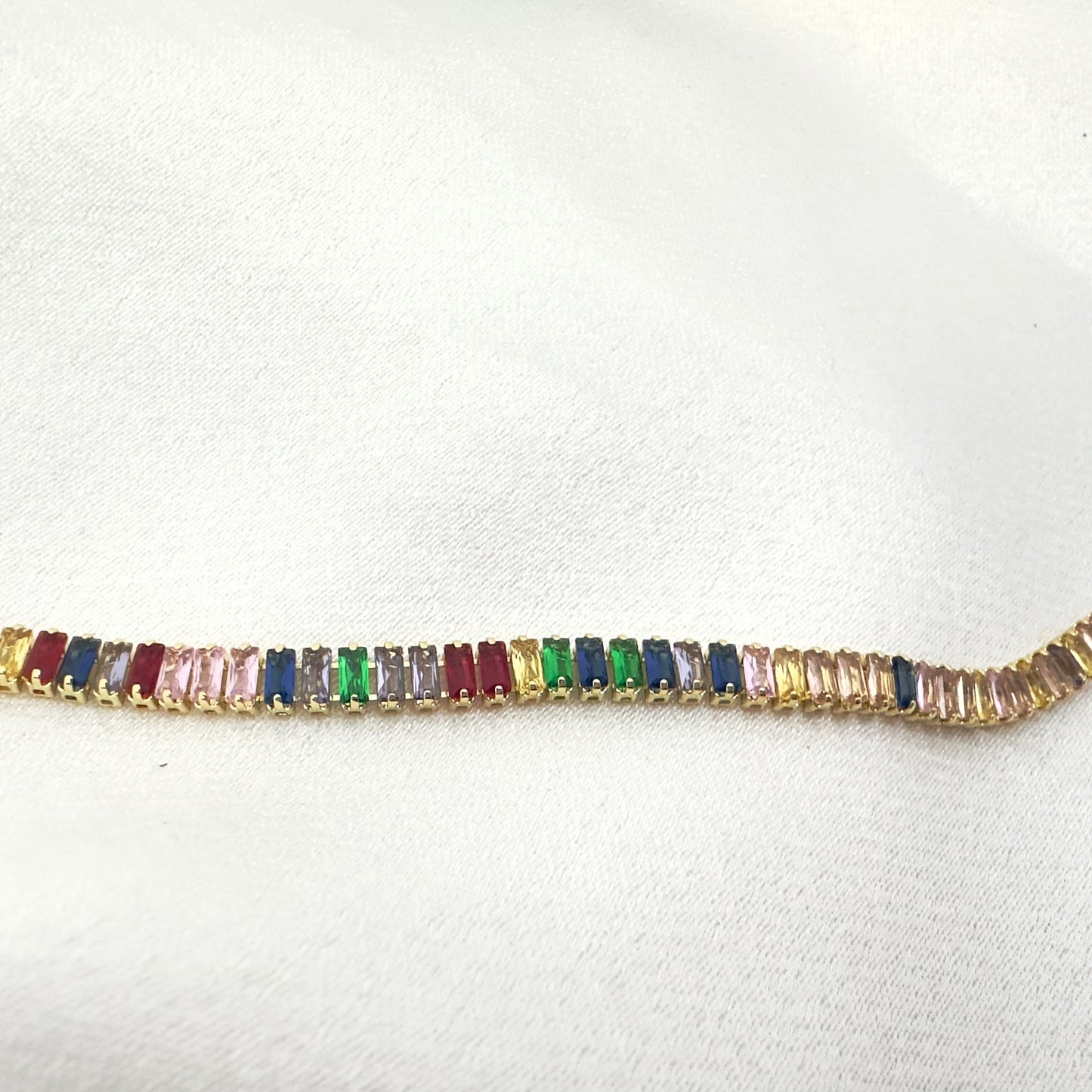 Rainbow Baguette Tennis Bracelet