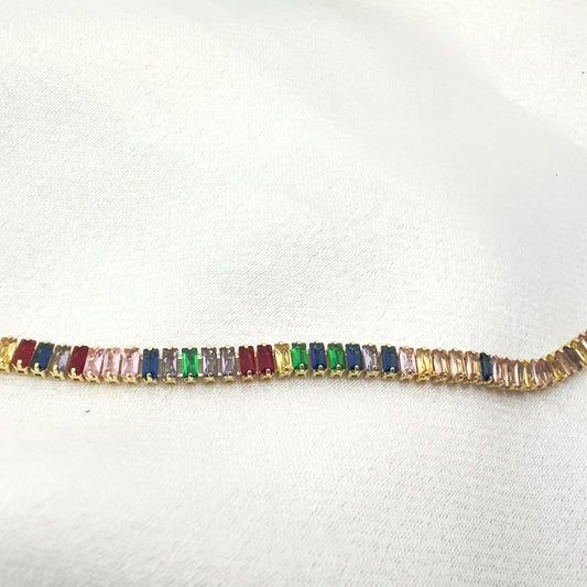 Rainbow Baguette Tennis Bracelet