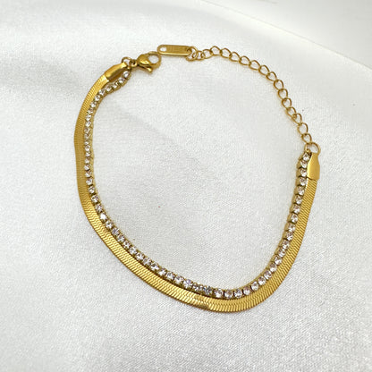 Gold Layered Snake & Tennis Bracelet
