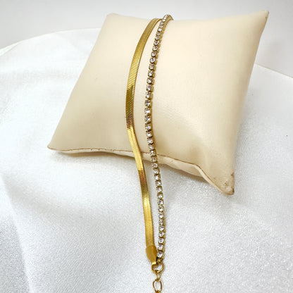 Gold Layered Snake & Tennis Bracelet