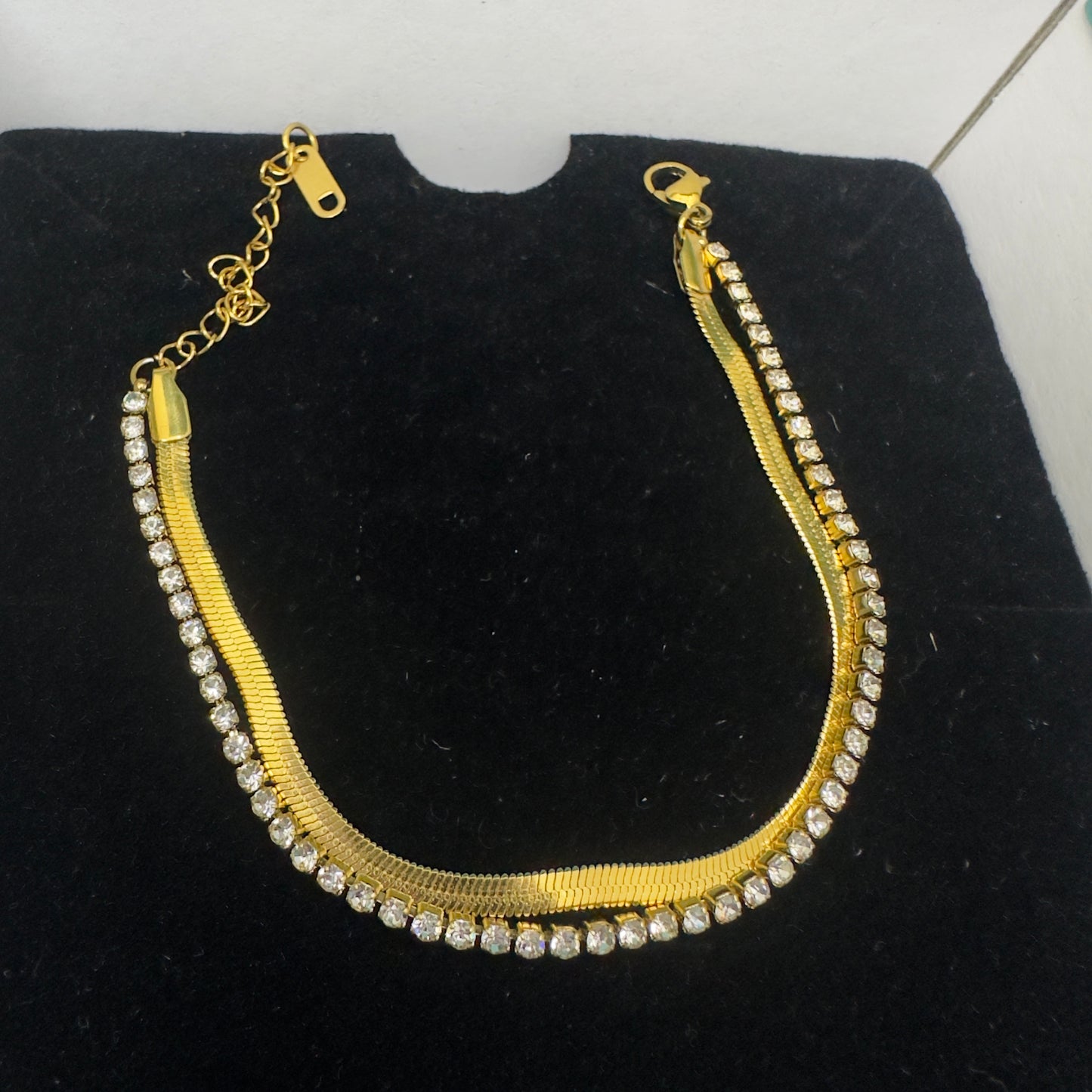 Gold Layered Snake & Tennis Bracelet