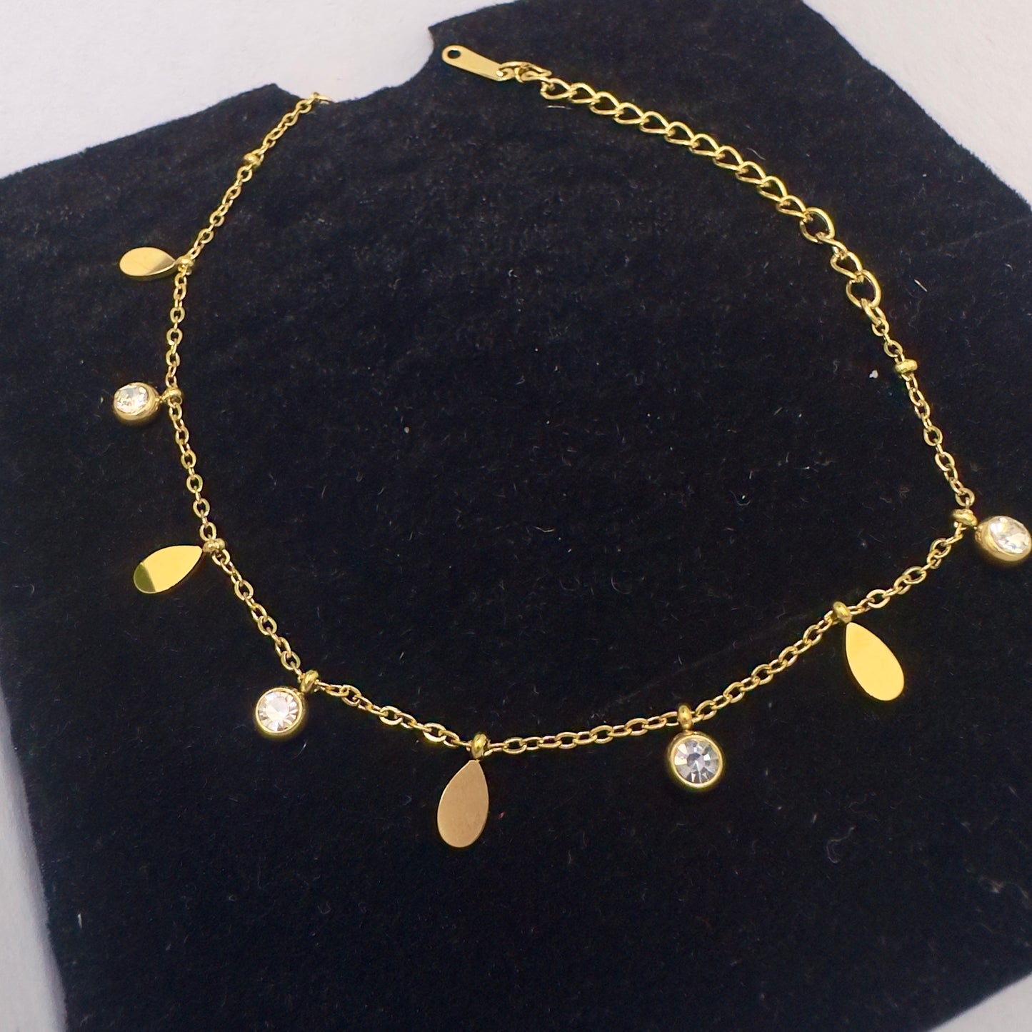 Gold Teardrop & Crystal Charm Bracelet