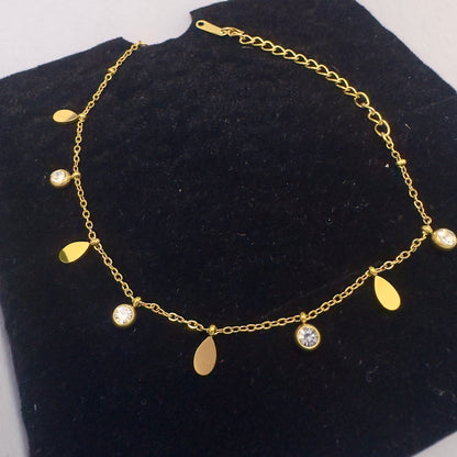 Gold Teardrop & Crystal Charm Bracelet