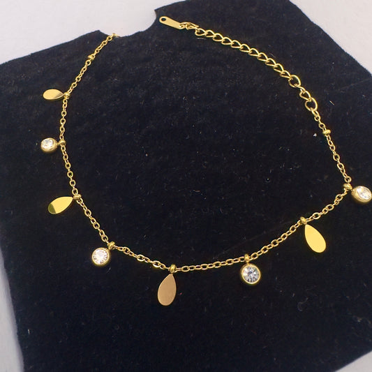 Gold Teardrop & Crystal Charm Bracelet