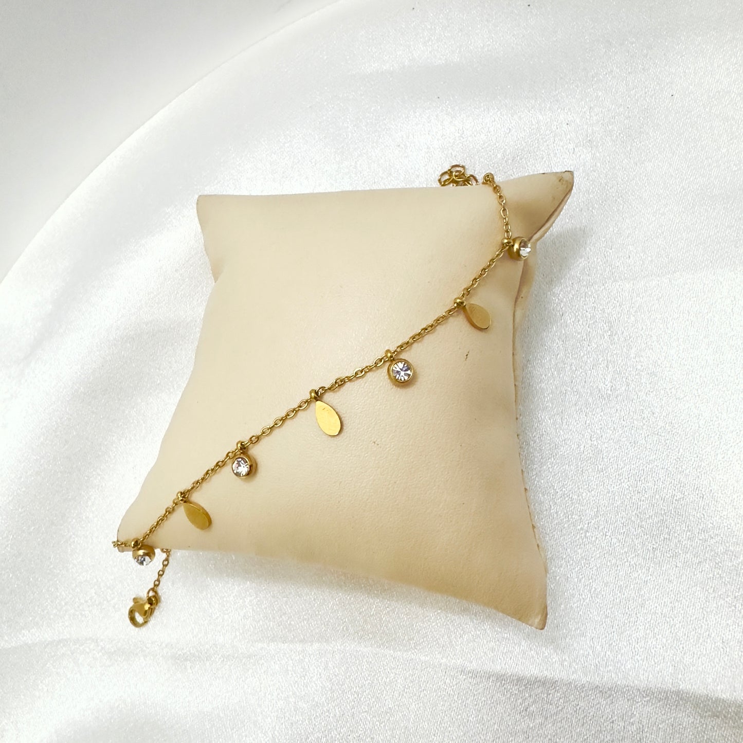 Gold Teardrop & Crystal Charm Bracelet