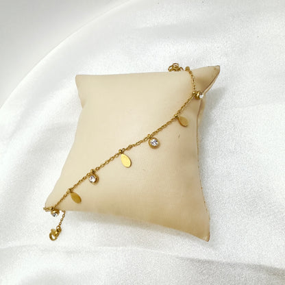 Gold Teardrop & Crystal Charm Bracelet