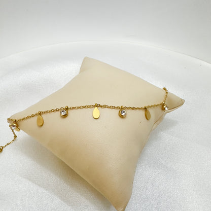 Gold Teardrop & Crystal Charm Bracelet