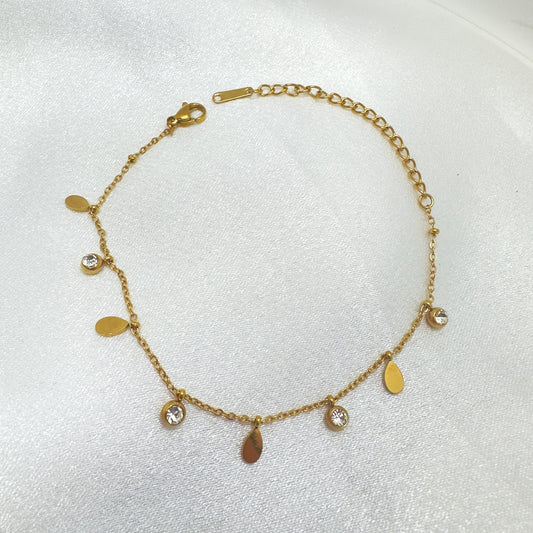 Gold Teardrop & Crystal Charm Bracelet