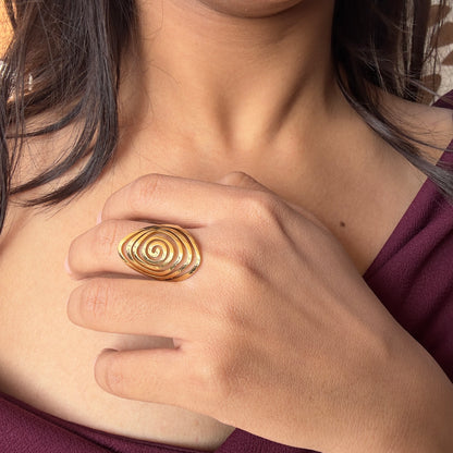 Golden Spiral Statement Ring,