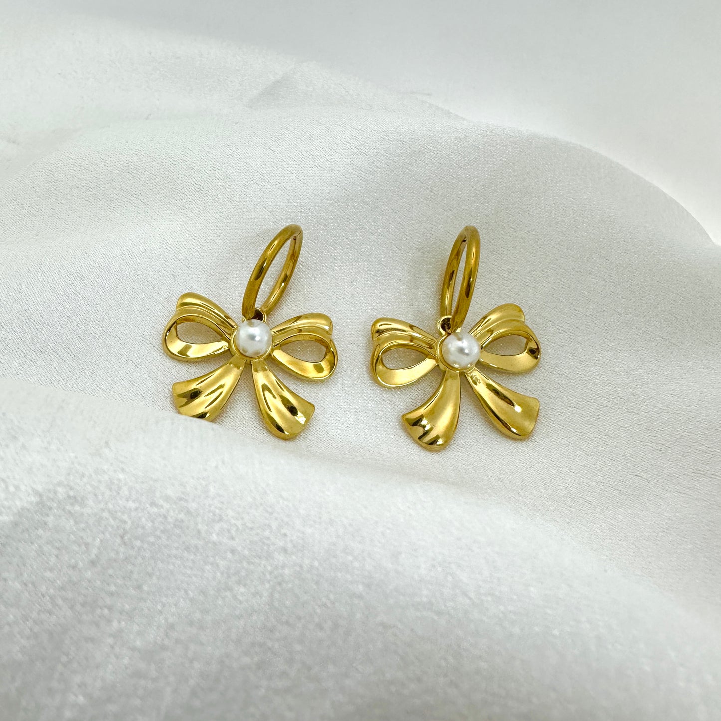 Pearl Bow Hoops