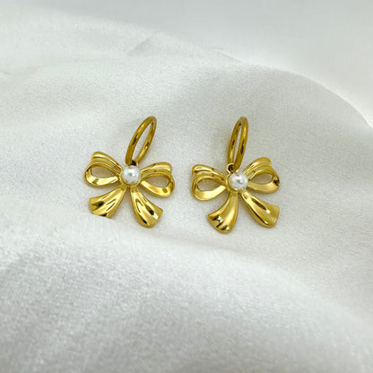Pearl Bow Hoops