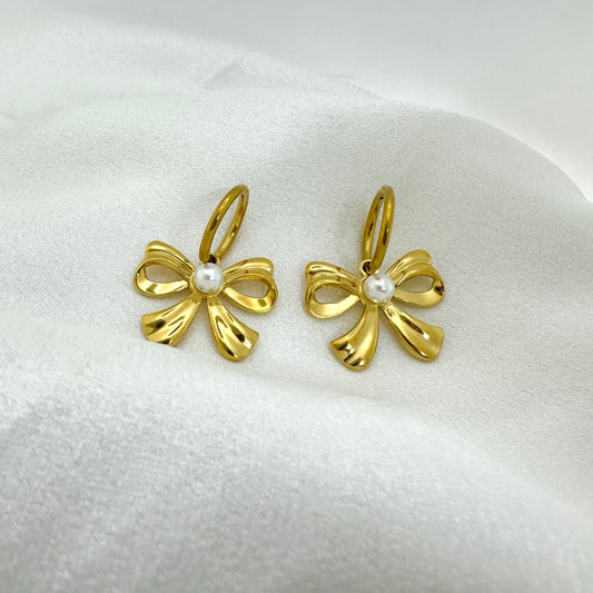 Pearl Bow Hoops