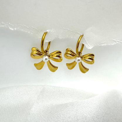 Pearl Bow Hoops