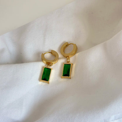 Emerald Drop Hoops