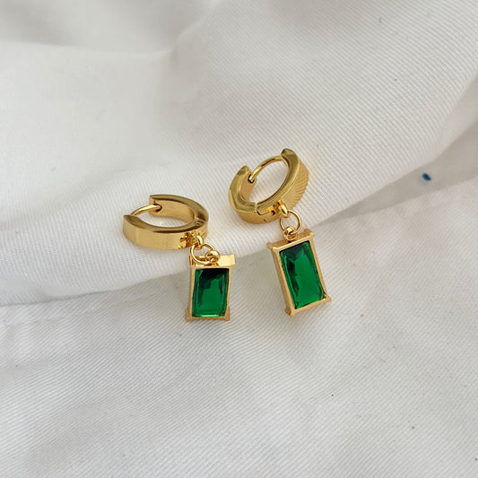 Emerald Drop Hoops