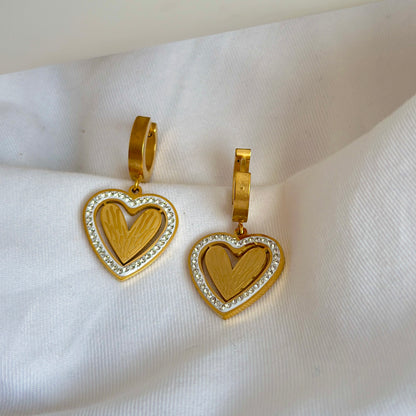 Crystal Heart Hoops