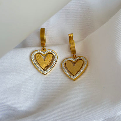 Crystal Heart Hoops