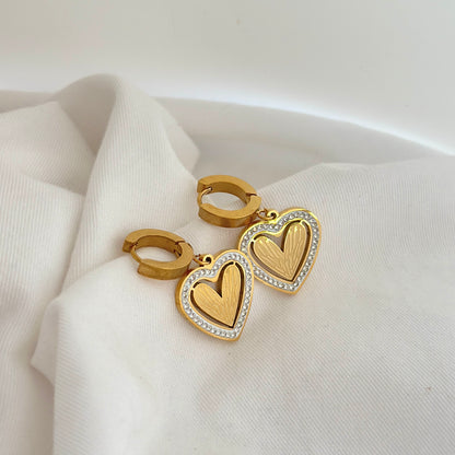 Crystal Heart Hoops