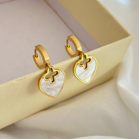 Heart Shell Drop Earrings