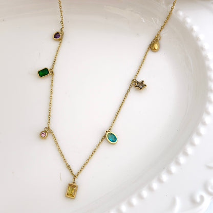 Colorful Gemstone Charm Chain