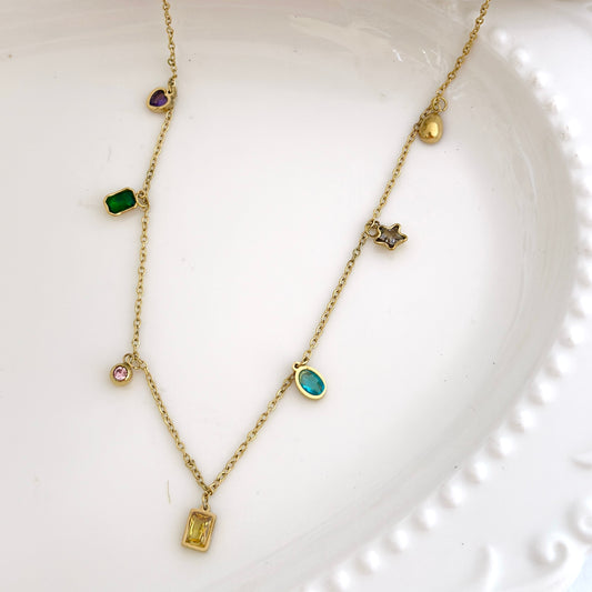 Colorful Gemstone Charm Chain