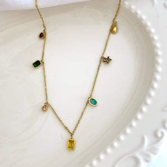 Colorful Gemstone Charm Chain