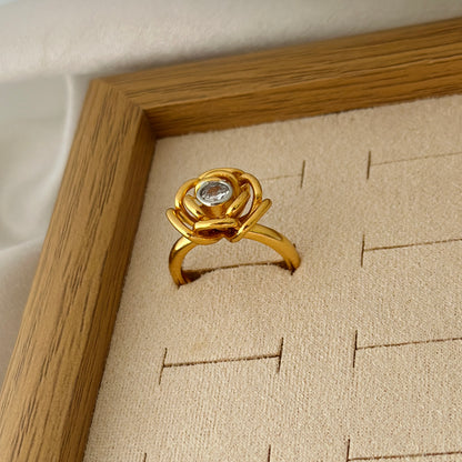 Golden Bloom Crystal Ring,