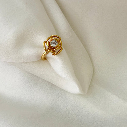 Golden Bloom Crystal Ring,