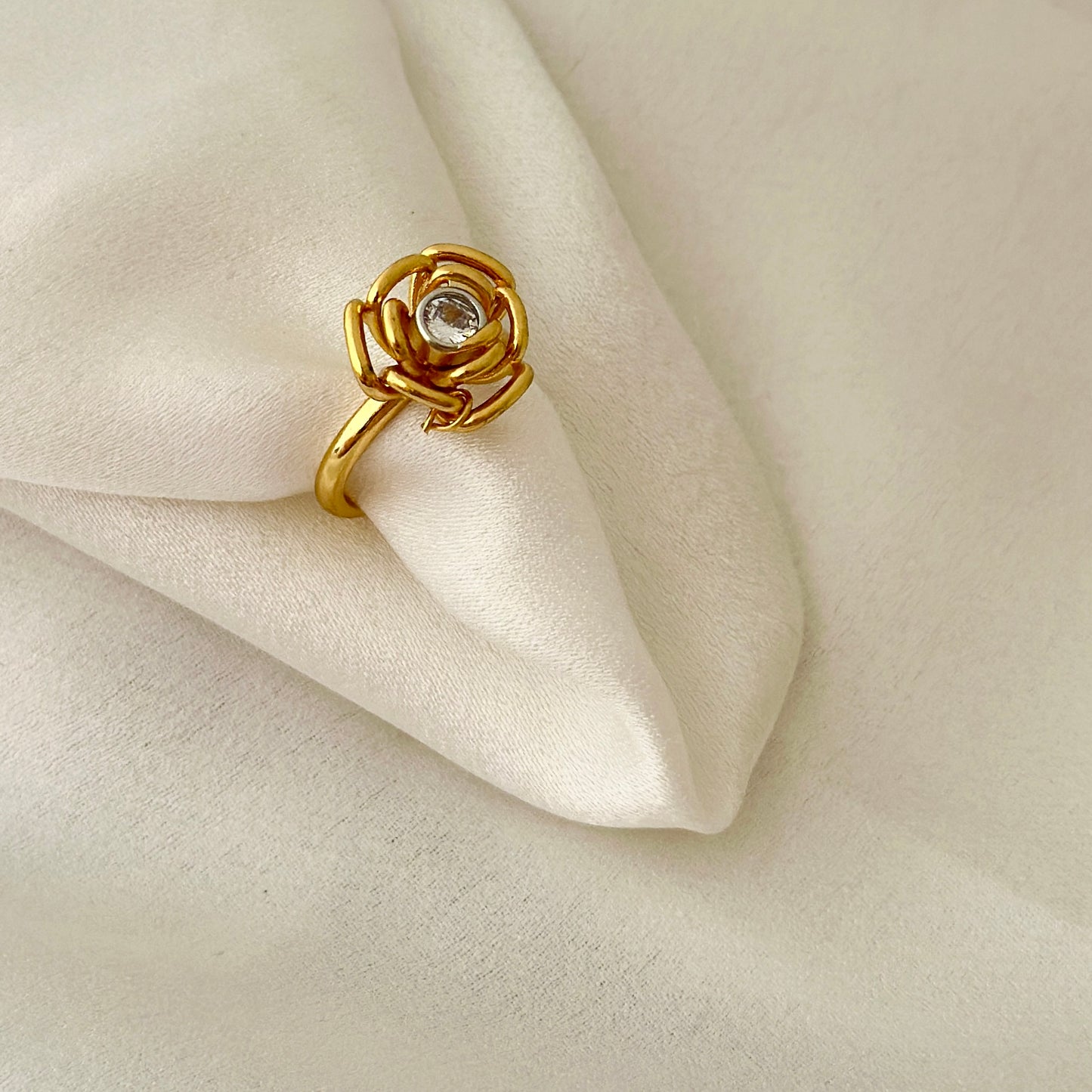 Golden Bloom Crystal Ring,