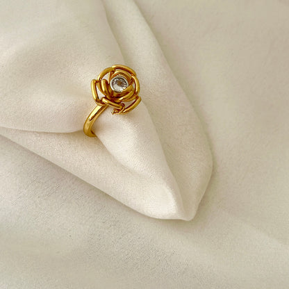 Golden Bloom Crystal Ring,