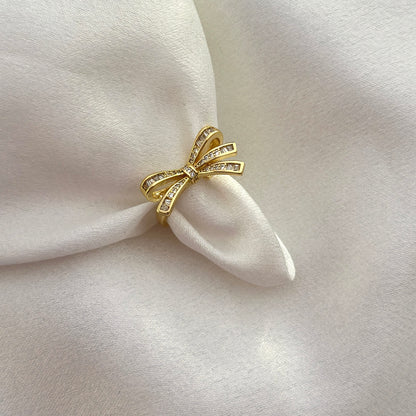 Bow Knot CZ Gold Ring