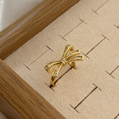 Bow Knot CZ Gold Ring