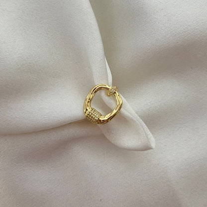 Golden Buckle CZ Ring