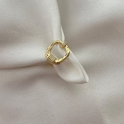 Golden Buckle CZ Ring