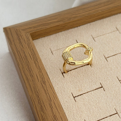 Golden Buckle CZ Ring