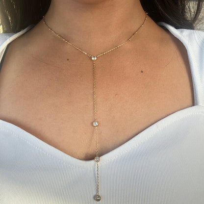 Drop Chain Necklace with Crystals