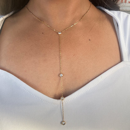 Drop Chain Necklace with Crystals