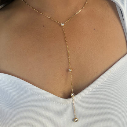Drop Chain Necklace with Crystals