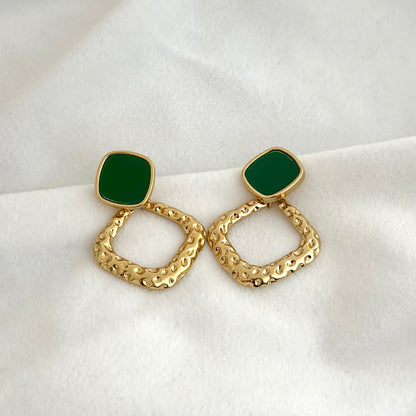 Green Gold Hoops