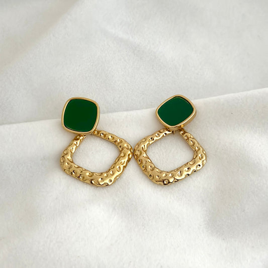 Green Gold Hoops